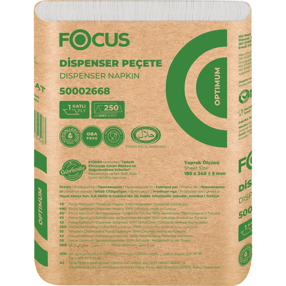 50002668 FOCUS OPTIMUM DİSPENSER PEÇETE / 250 YAPRAK