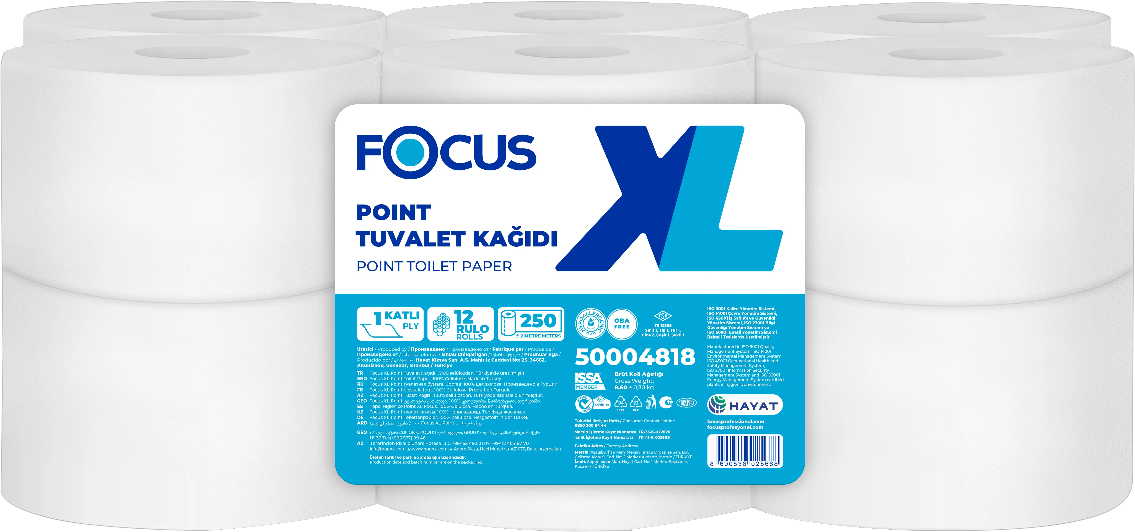 FOCUS XL POINT / İÇTEN ÇEKMELİ TUVALET KAĞIDI / 12 RULO
