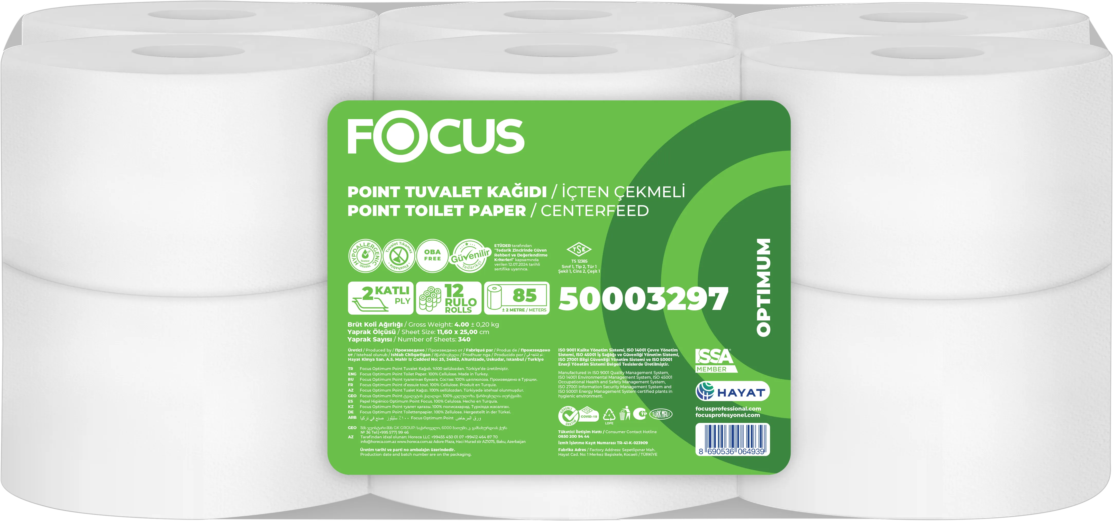 FOCUS OPTIMUM POINT / İÇTEN ÇEKMELİ TUVALET KAĞIDI / 12 RULO