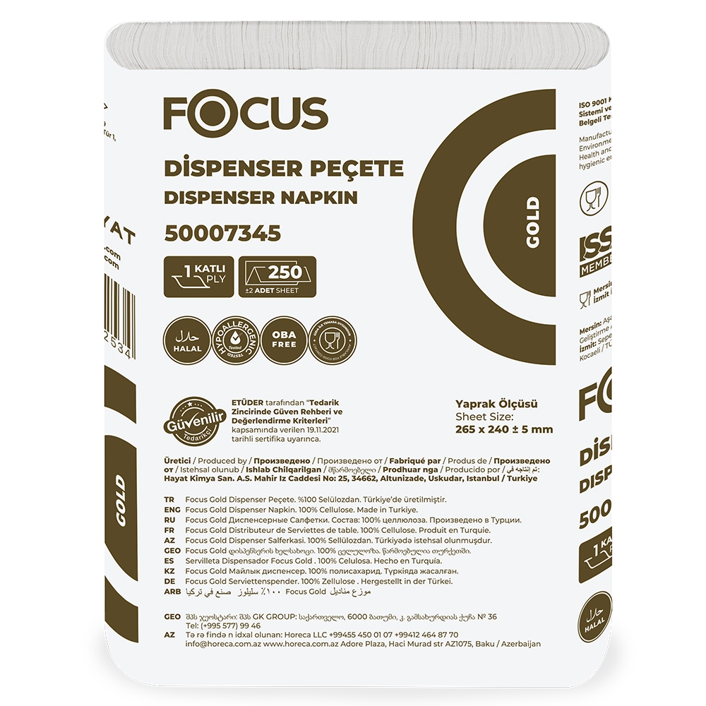 50007345 FOCUS GOLD DİSPENSER PEÇETE / 250 YAPRAK