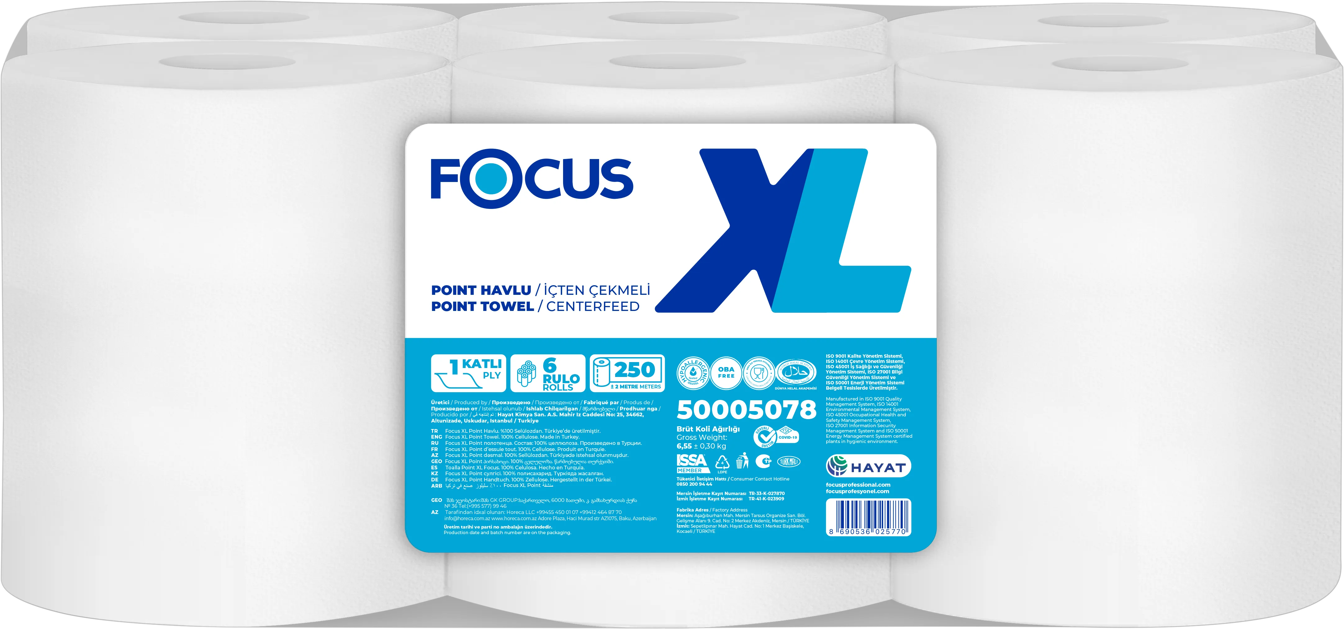 FOCUS XL POINT / İÇTEN ÇEKMELİ HAVLU / 6 RULO