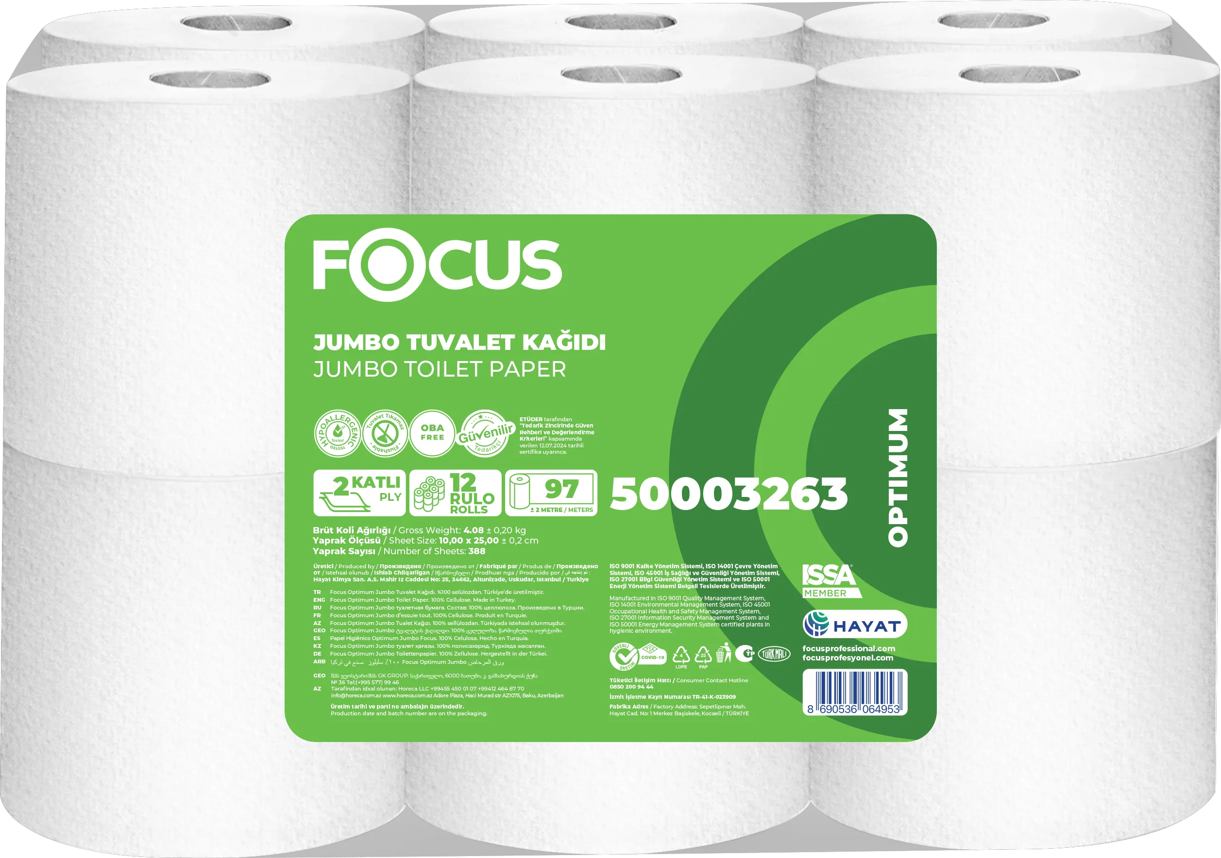 FOCUS OPTIMUM JUMBO TUVALET KAĞIDI / 12 RULO