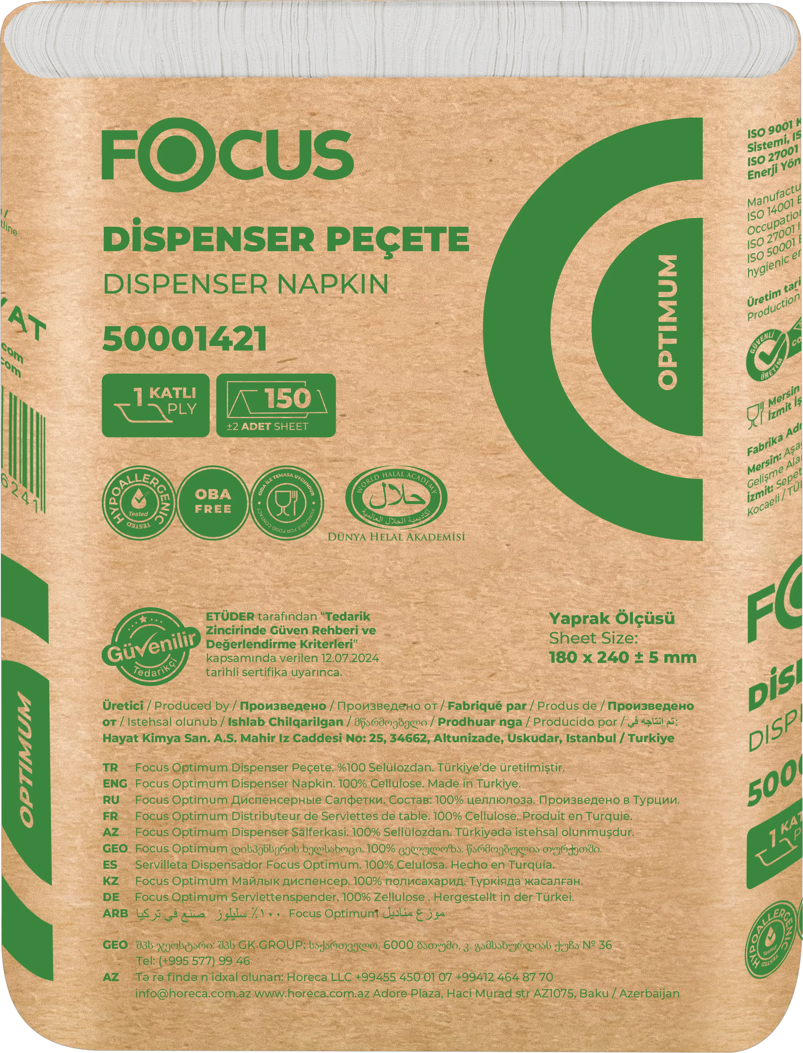 FOCUS OPTIMUM DISPENSER PEÇETE / 150 YAPRAK