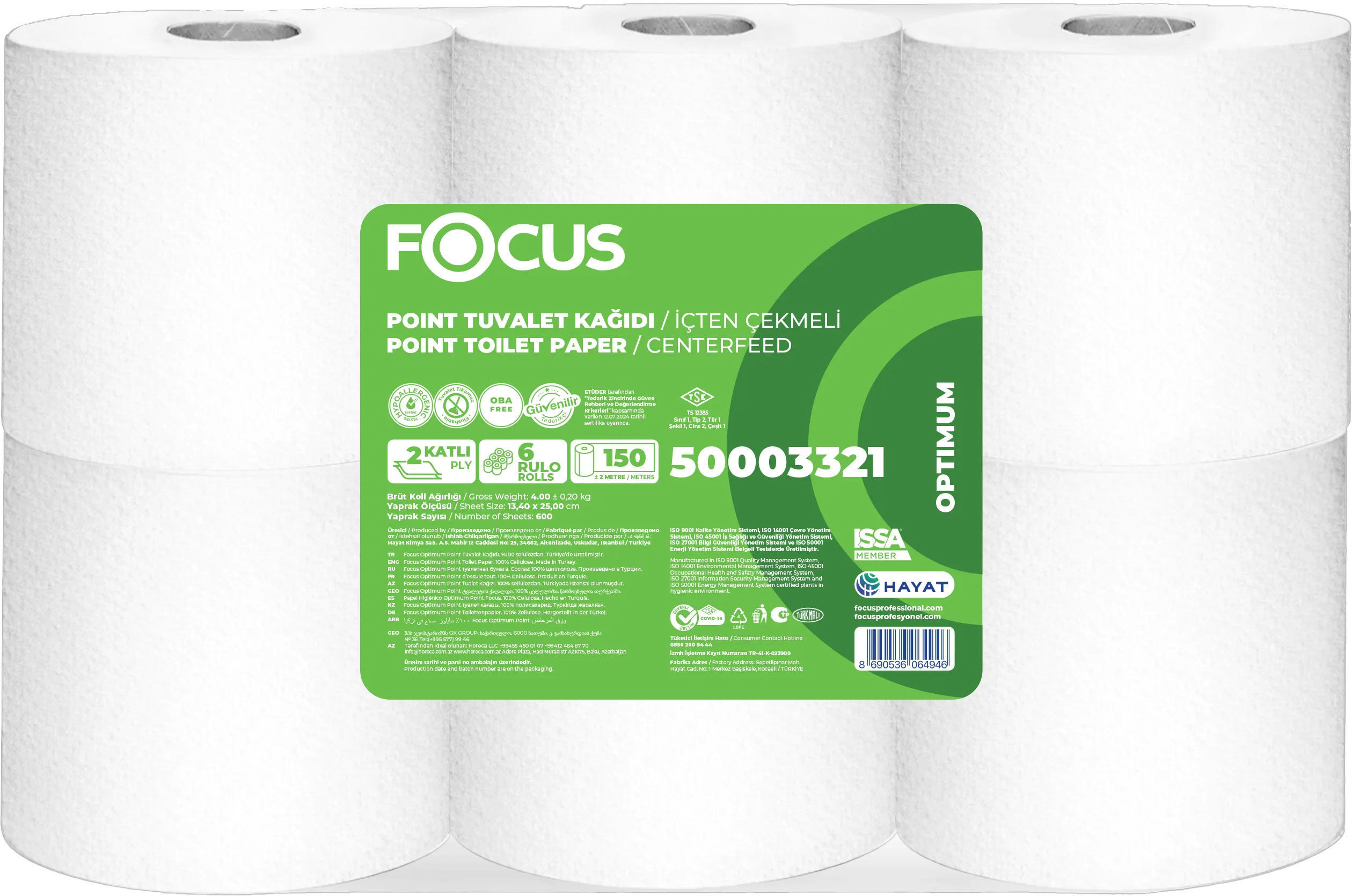 FOCUS OPTIMUM POINT / İÇTEN ÇEKMELİ TUVALET KAĞIDI / 6 RULO