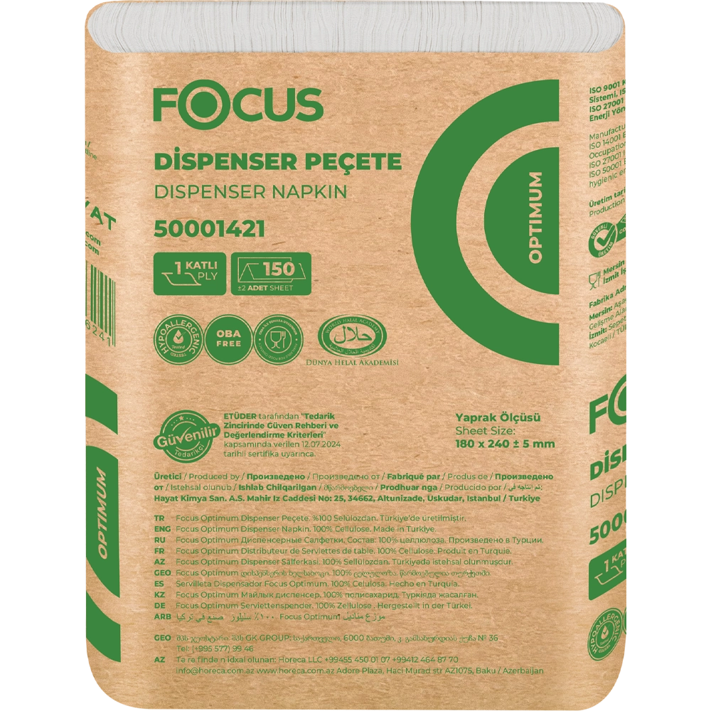 50001421 FOCUS OPTIMUM DISPENSER PEÇETE / 150 YAPRAK
